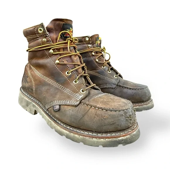 Thorogood Safety Toe American Heritage 6" Crepe Sole Work Boots size 9 2E Steel - Picture 10 of 16
